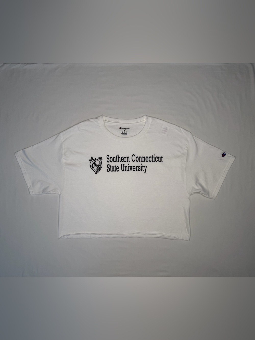 Champion White Graphic cropped Tee - Southern Connecticut State University